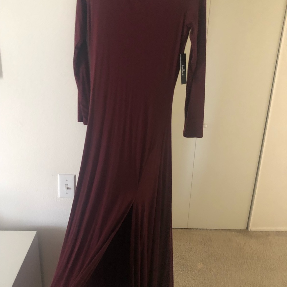 Swept Away Burgundy Long Dress! - Picture 3 of 4